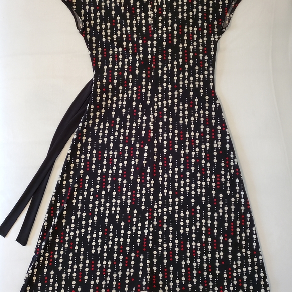Selling Women's Le Chateau Dotted Vintage Style Sleeveless Dress With Wrapped Be - Picture 5 of 10